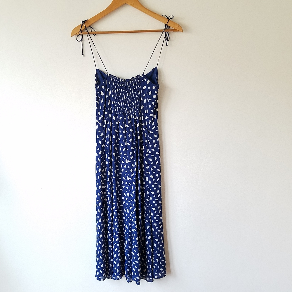 Reformation Juliette Moray Blue Midi Dress Spaghetti Strap Sweetheart Neckline - Picture 5 of 16